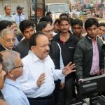 The Union Minister for Science & Technology and Earth Sciences, Dr. Harsh Vardhan briefing the media after installation of the Surya Jyoti (Micro Solar Dome), at Lalbagh clusters, in New Delhi on November 10, 2016.