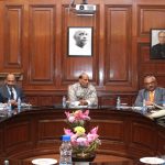 The Union Home Minister, Shri Rajnath Singh reviewing the working of CISF, in New Delhi on January 05, 2017.
The Union Home Secretary, Shri Rajiv Mehrishi, the DG, CISF, Shri O.P. Singh and senior officers of the MHA and CISF are also seen.