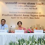 The Union Minister for Urban Development, Housing & Urban Poverty Alleviation and Information & Broadcasting, Shri M. Venkaiah Naidu addressing at the National Conference for reviewing the progress of Pradhan Mantri Awas Yojana (Urban) Mission, in New Delhi on April 12, 2017.
The CEO, NITI Aayog, Shri Amitabh Kant, the Secretary, Ministry of Housing and Urban Poverty Alleviation (HUPA), Dr. Nandita Chatterjee and other dignitaries are also seen.