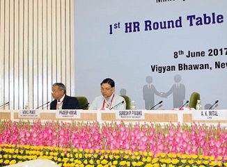 Suresh Prabhakar Prabhu addressing at the Indian Railways’ 1st HR Round Table Conference