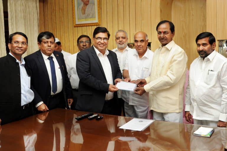 Chief Minister of Telangana hands over advance cheque to BHEL