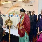J.P. Nadda lighting the lamp to inaugurate
