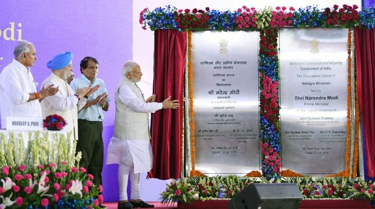 PM lays foundation stone for Vanijya Bhawan
