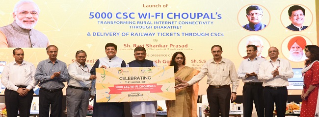 Piyush Goyal launching 5000 CSC WiFi Choupal