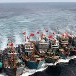 Fishing fleets travelling