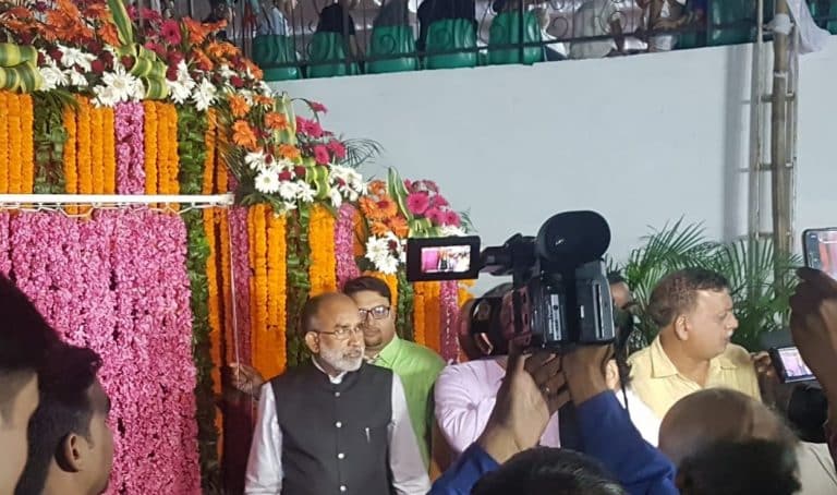 K J Alphons at the inaugration of Tilyar lake Sound and Light Show