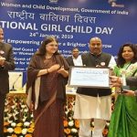 District Raigarh, Chhattisgarh receiving Beti Bachao Beti Padhao award for best community engagement by a district.