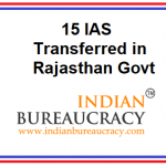 15 IAS transfers in Rajasthan Govt