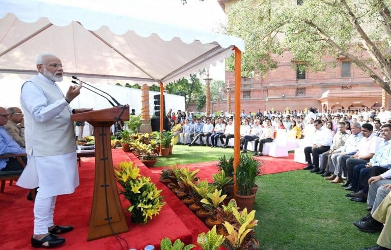 PM meets and acknowledges Officers and Staff of PMO