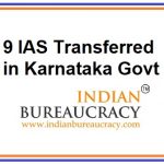 9 IAS transferred in Karnataka Govt