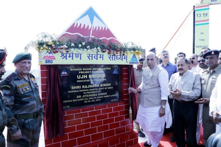Raksha Mantri dedicates UJH & Basantar Bridges constructed by BRO in J&K to the Nation