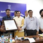Union HRD Minister Dr Ramesh Pokhriyal ‘Nishank’ felicitates heads of IIT Bombay, IIT Delhi and IISc