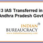 13 IAS Transferred in AP Govt