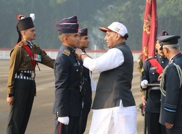 Raksha Mantri Shri Rajnath Singh reviews Passing Out Parade of 137th course at National Defence Academy in Pune