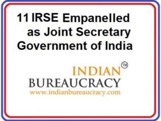 11 IRSE 1993 Batch empanelled as Joint Secretary, GoI