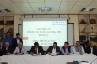 Shri SC Mishra CMD OIL and Shri SK Barua MD NRL along with Directors of OIL NRL at the COSA signing ceremony