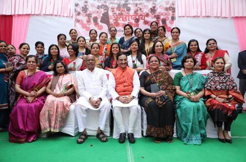 Union HRD Minister felicitates women employees of HRD ministry