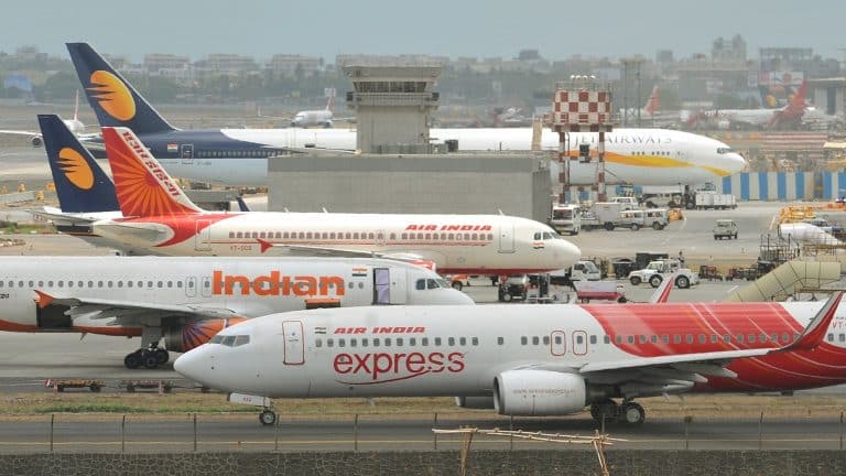 Air India aircraft are seen on the