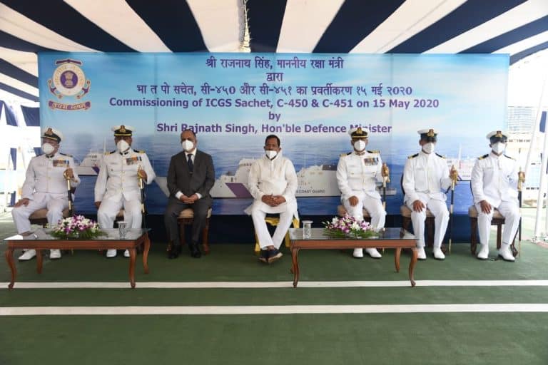 Rajnath Singh commissions Indian Coast Guard Ship ‘Sachet’ and two interceptor boats