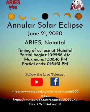 ARIES to organize live telecast of upcoming solar eclipse
