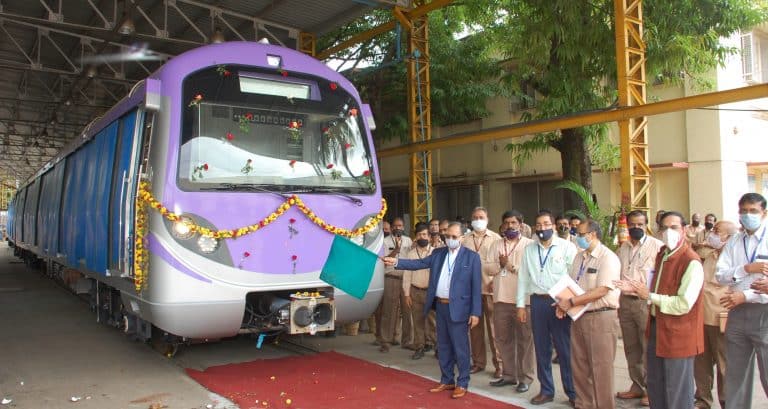 BEML Flags off Last train set for Kolkata Metro