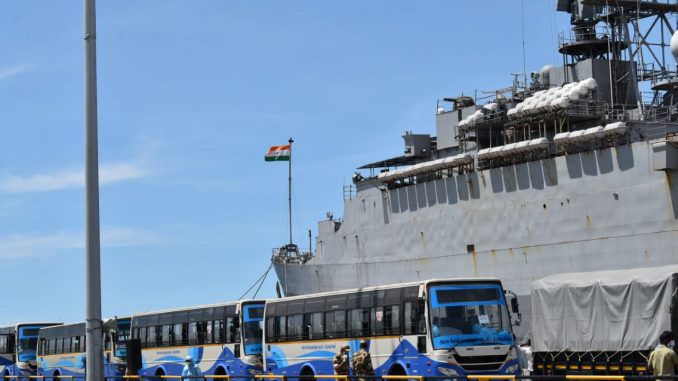 Operation Samudra Setu - INS Jalashwa Arrives at Tuticorin
