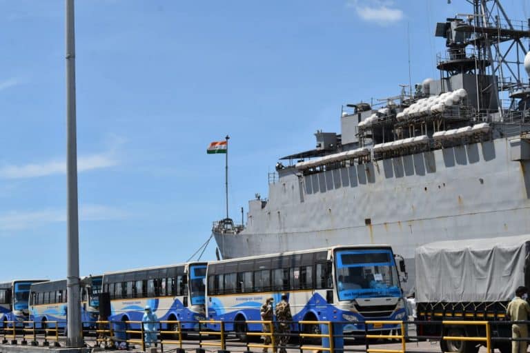 Operation Samudra Setu - INS Jalashwa Arrives at Tuticorin