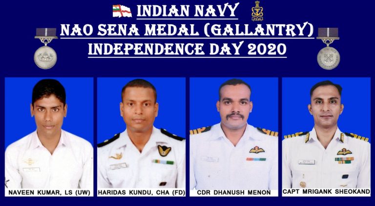 Gallantry Medals to Naval Personnel on INDEPENDENCE DAY 2020