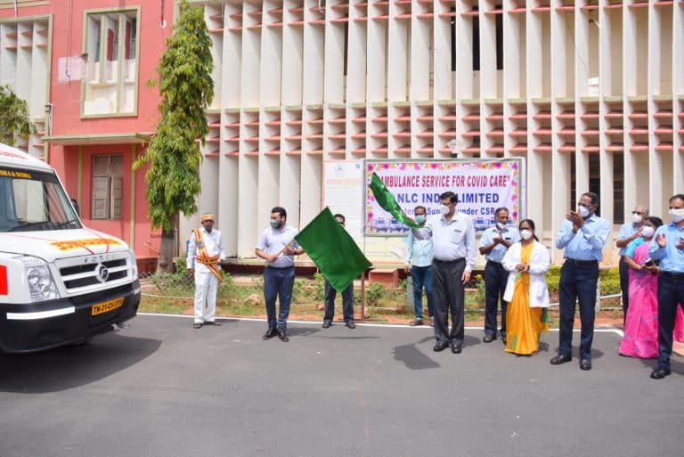NLCIL handed over 10 Nos. of BLS Ambulances