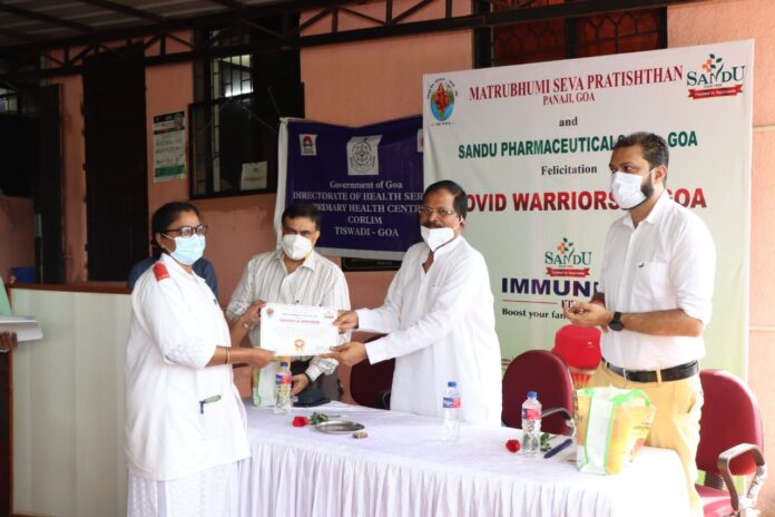 Shripad Naik Felicitates Corona Warriors for their Yeoman Service