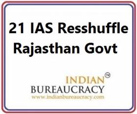 21 IAS Transfer in Rajasthan Govt