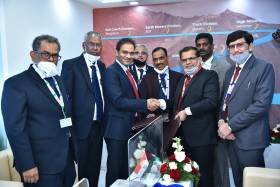 Shri A K Srivastav, Director Defence, BEML exchanging the copies of MoU after signing with Ashish Rajvanshi, MD, Adani Defence Systems & Technologies Ltd