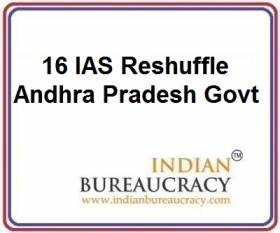 16 IAS Transfer in Andhra Pradesh Govt