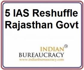 5 IAS Transfer in Rajasthan Govt