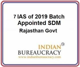 7 IAS of 2019 Batch Rajasthan