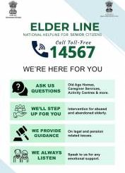 National Helpline for Senior Citizens Toll-free number - 14567
