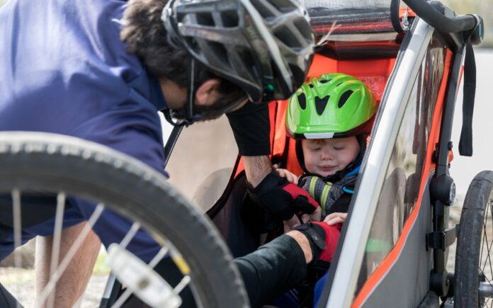 Babies in bike trailers