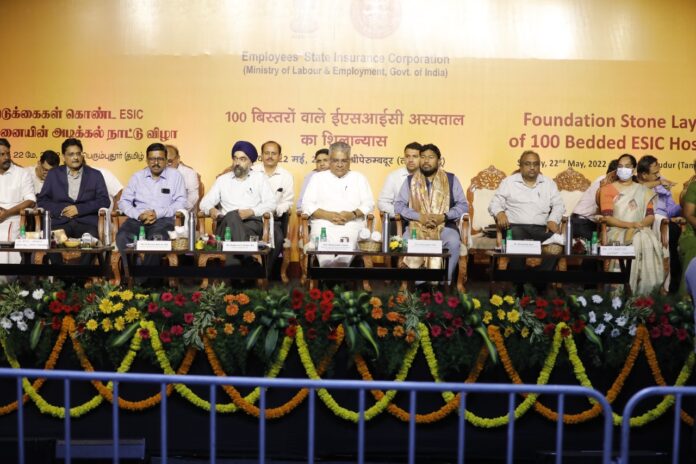 lays foundation stone of 100 bedded ESIC hospital