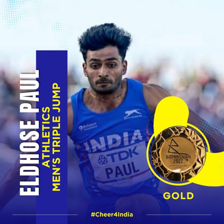 Eldhose Paul for clinching Gold Medal