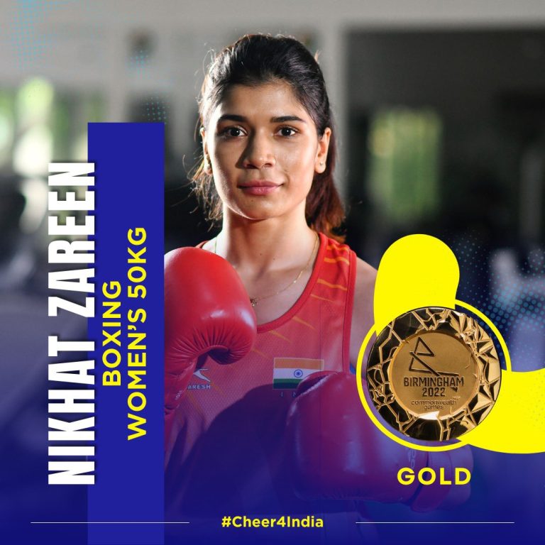 Nikhat Zareen for winning the Gold medal