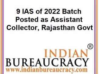 9 IAS of 2022 Batch Rajasthan Cadre