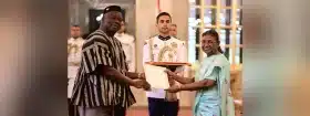 H E Desire Boniface Some presents credentials to President of India