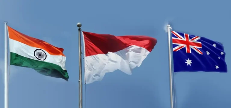 India – Australia – Indonesia flags