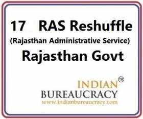Rajasthan 17 RAS Transfers, Preeti Mathur RAS appointed Secretary Staff ...